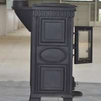 Classic cast iron stove with glass